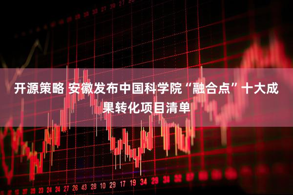 开源策略 安徽发布中国科学院“融合点”十大成果转化项目清单